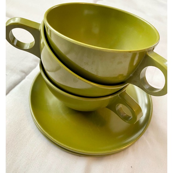 Vintage Dallas Ware Melamine Stackable Cups And Saucers set of 3 - Picture 7 of 8